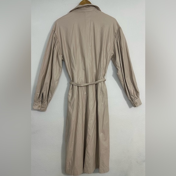 Prologue Cream Faux Leather Puff Poet Sleeve Button Duster Jacket /Dress - Picture 15 of 16